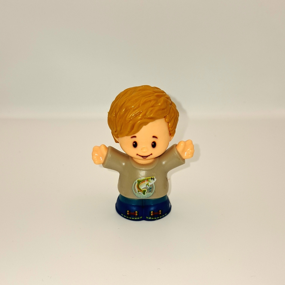 Fisher-Price Smiling Figure with Blonde Hair and Gray Shirt